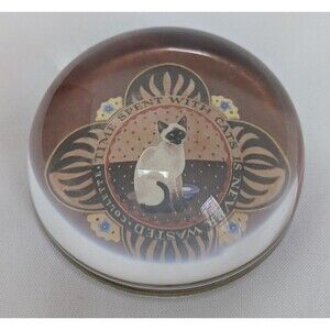 Crystal Paperweight Time Spent With Cats Is Never Wasted Vintage France